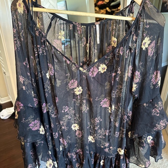 Free People Sunsetter Black Floral Long Sleeve Dress - Picture 1 of 7